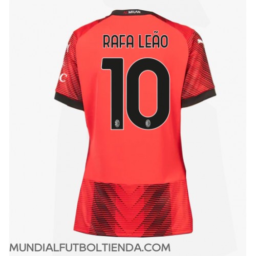Camiseta AC Milan Rafael Leao #10 Primera Equipación Replica 2023-24 para mujer mangas cortas